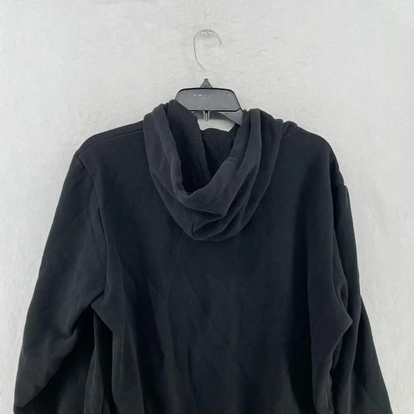 Puma Hoodie Men's Sz M Black Embossed Chest Logo Drawstring Ribbed Trim Pullover - Picture 8 of 11